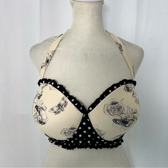 HOT TOPIC Polka Dots & Insects Swim bikini TOP - Picture 3 of 8